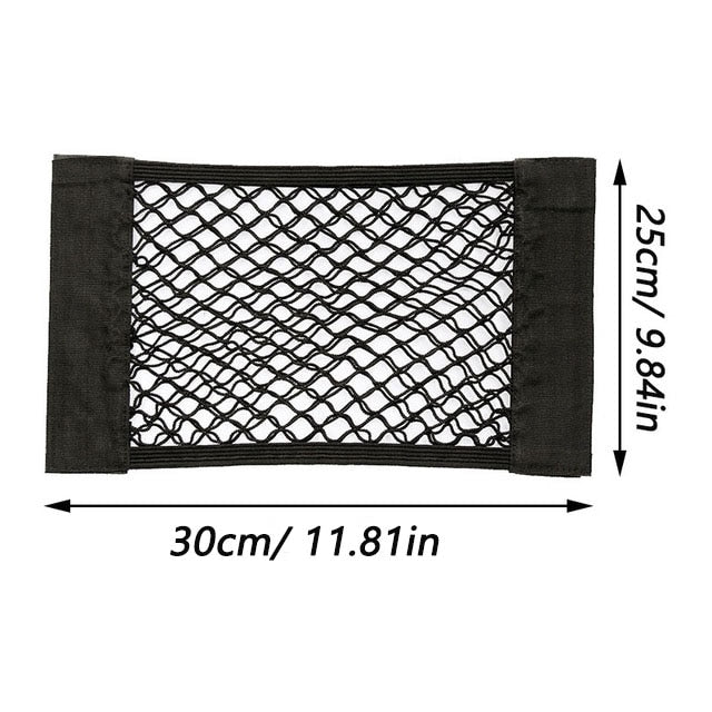 Car Rear Trunk Storage Net - Elastic Mesh Bag with Magic Sticker