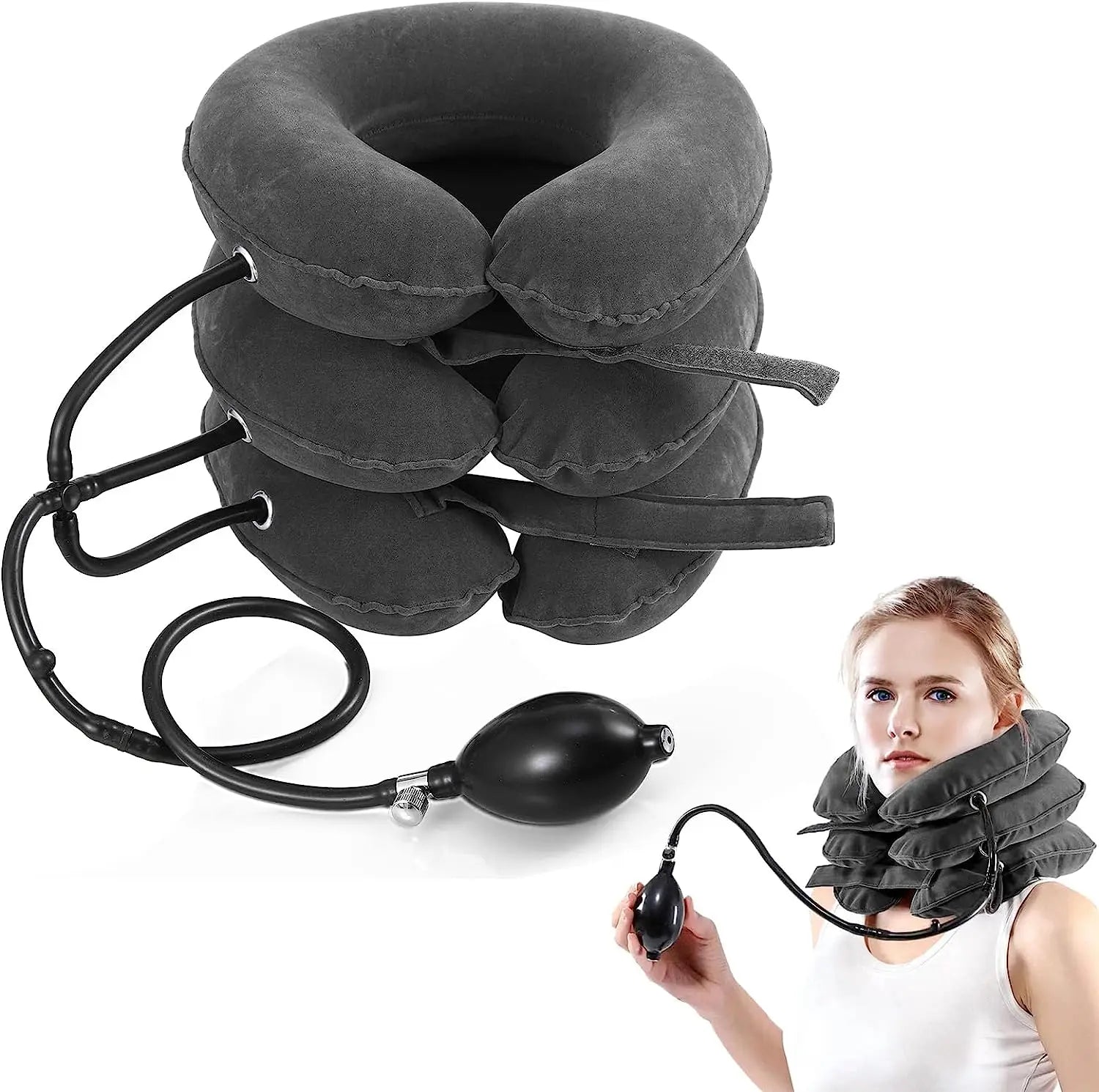 Inflatable Cervical Traction Collar for Neck & Shoulder Pain Relief