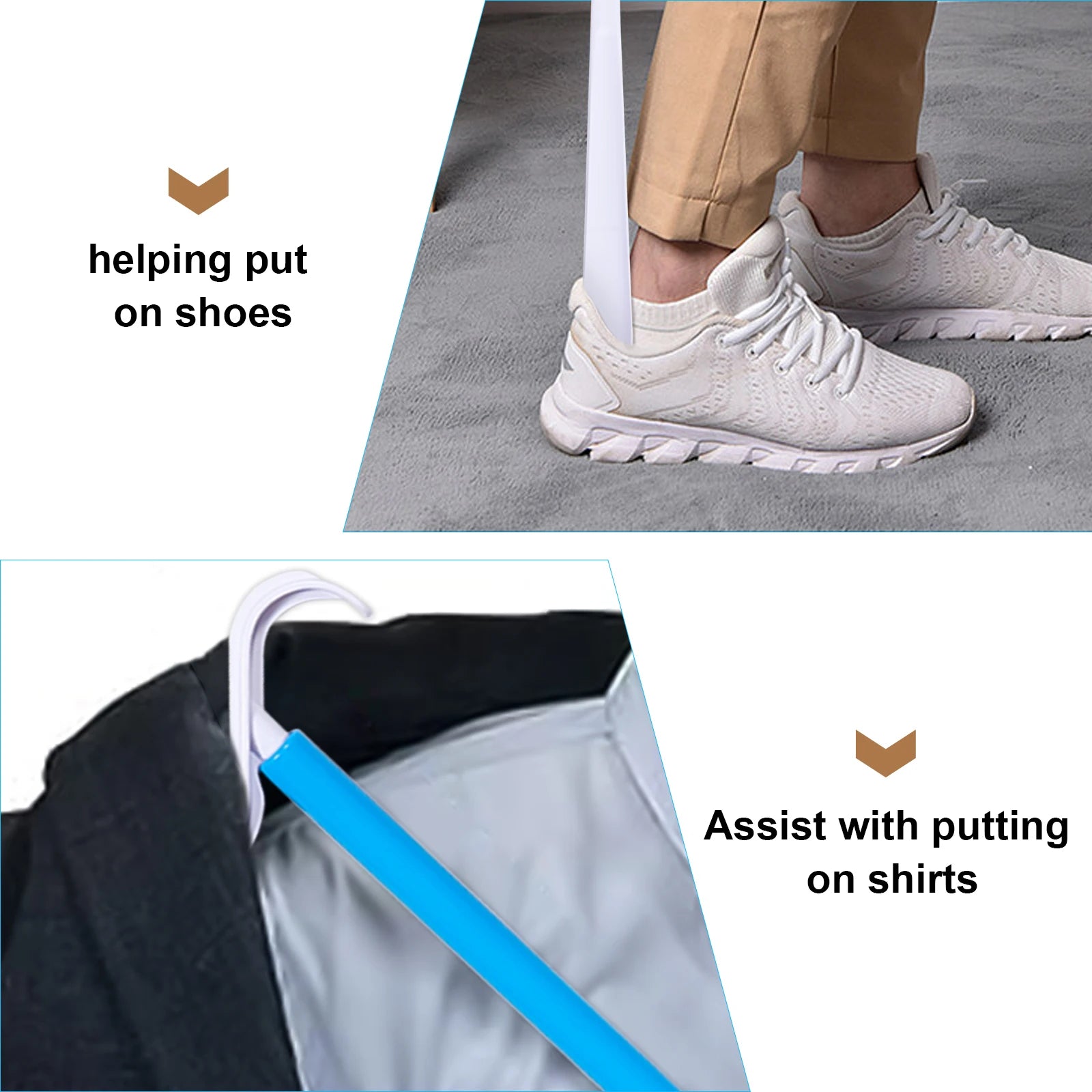 Two-in-One Dressing Aid and Shoehorn for the Elderly and Disabled