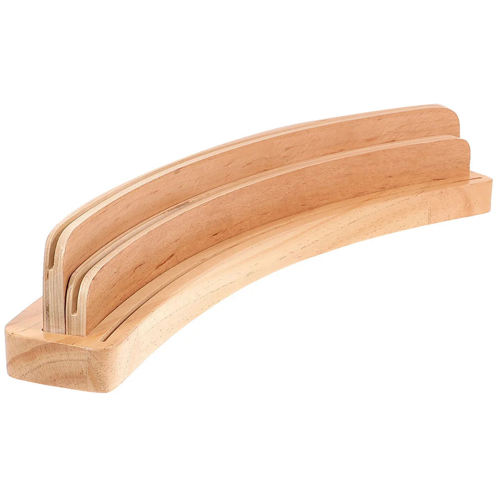 Wooden Board Game Card Holder - Non-Slip Display Shelf with Mat - Light Yellow