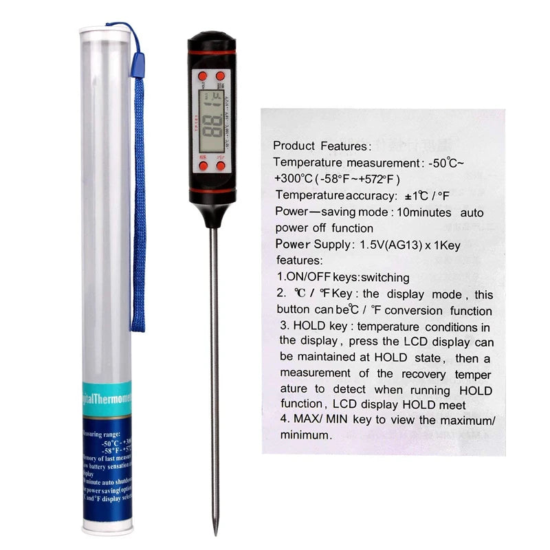 Digital Kitchen BBQ Food Thermometer for Meat, Candy, and More