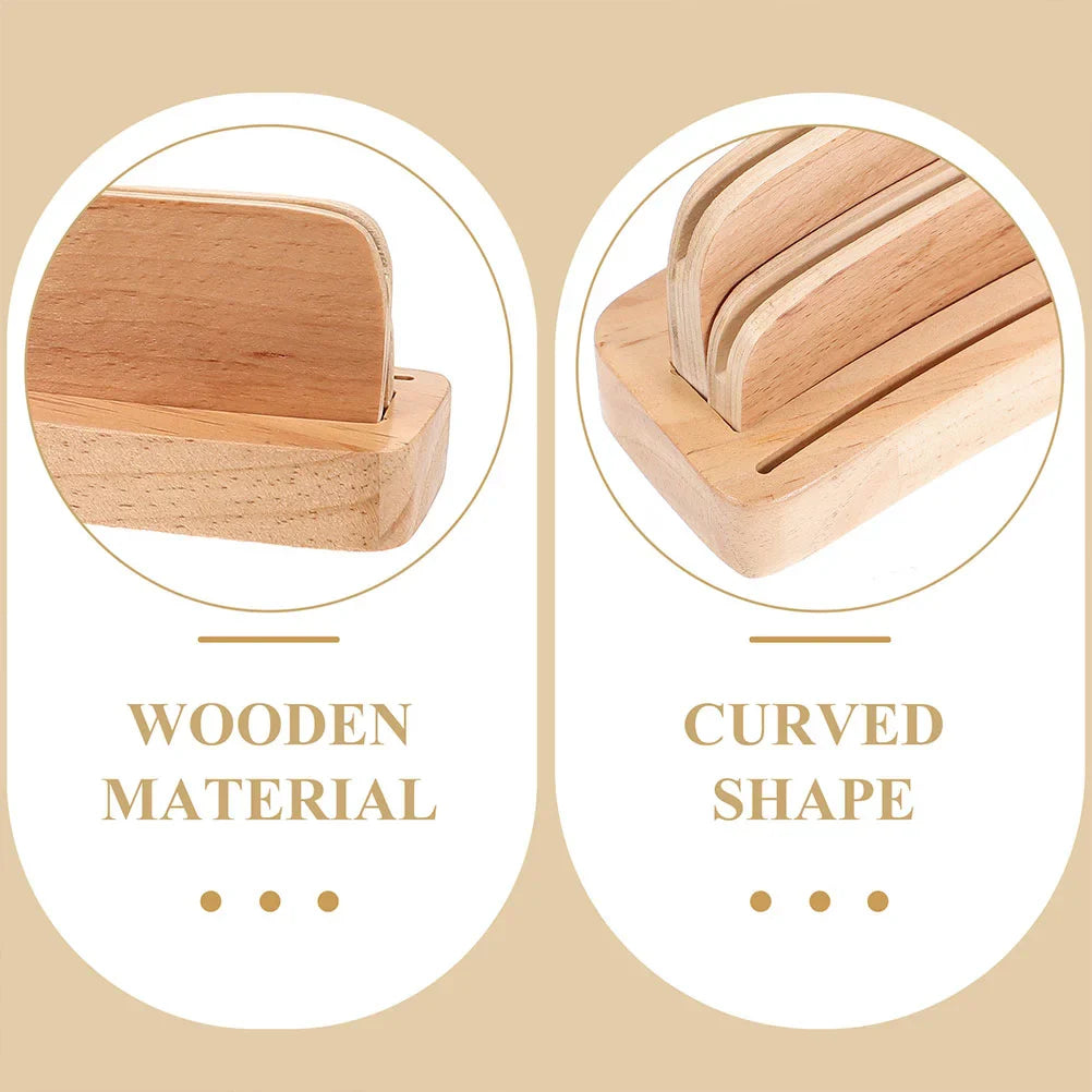 Wooden Board Game Card Holder - Non-Slip Display Shelf with Mat