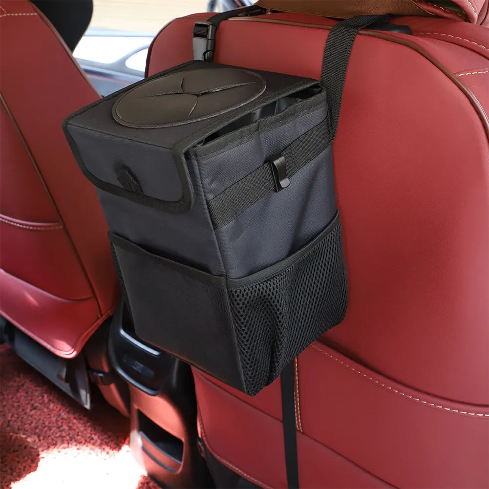 Waterproof Car Trash Can - Portable Organizer for Car Garbage - Black