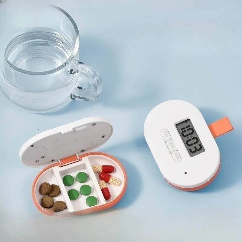 Electronic Pill Box Reminder with Voice Alarm - Portable Medication Container