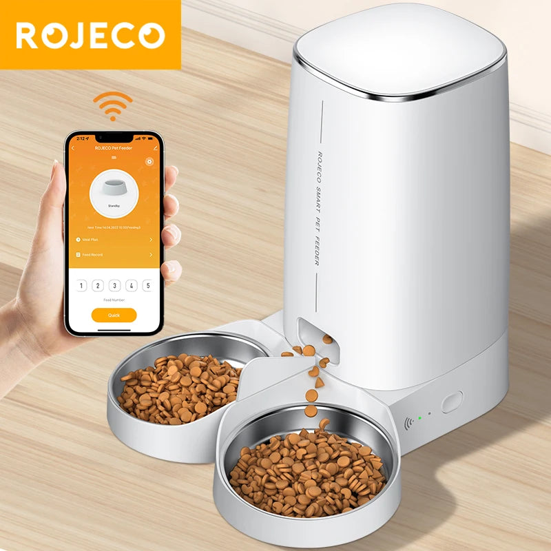 ROJECO Automatic Cat Feeder with Remote Control and WiFi