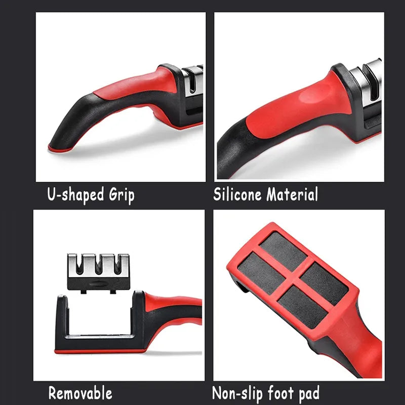 3-Stage Handheld Knife Sharpener - Tungsten / Ceramic Course / Ceramic Fine