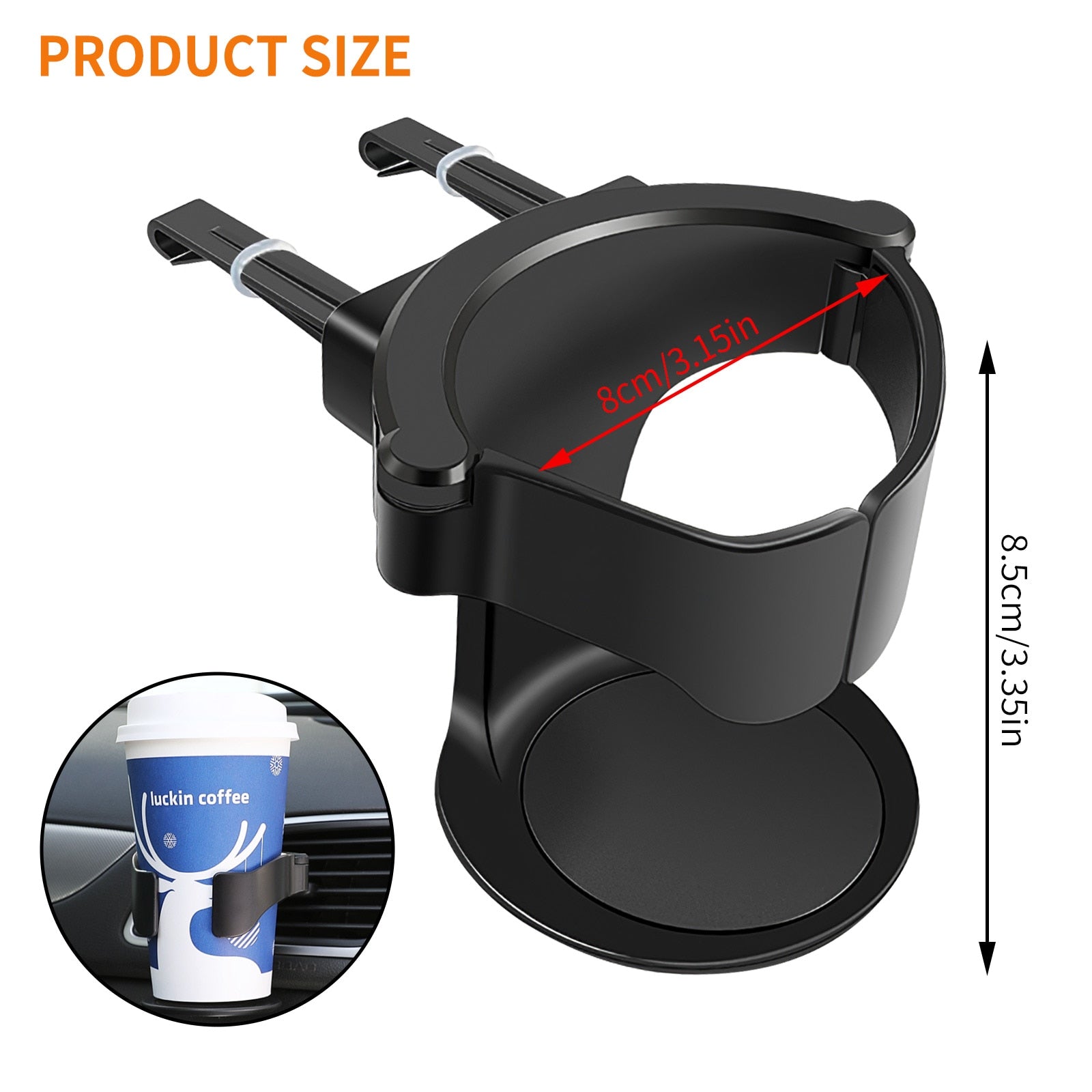 Car Air Vent Cup Holder - Drink Bottle and Ashtray Stand