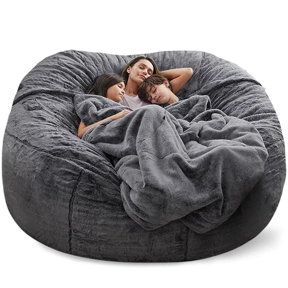 Soft and Warm 180x90cm Fur Bean Bag Bed Cover for Comfortable Living Room Furniture