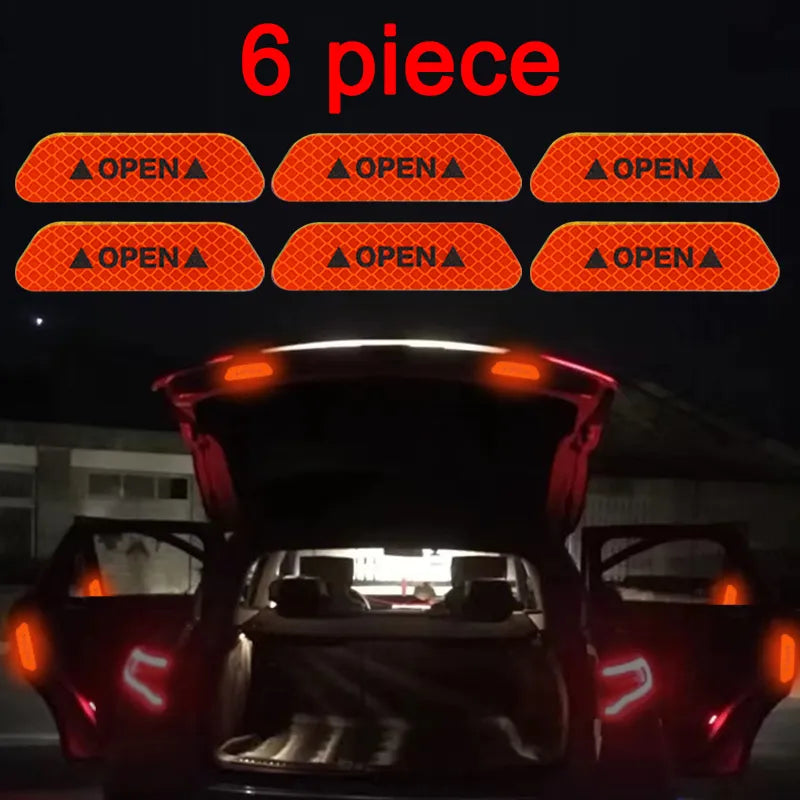 6-Piece Reflective Car Warning Sticker Set for Various Models