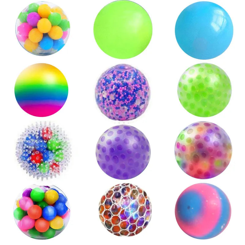 LED Glitter Foam Colored Bead Grape Vent Ball - Stress Relief Fidget Toy