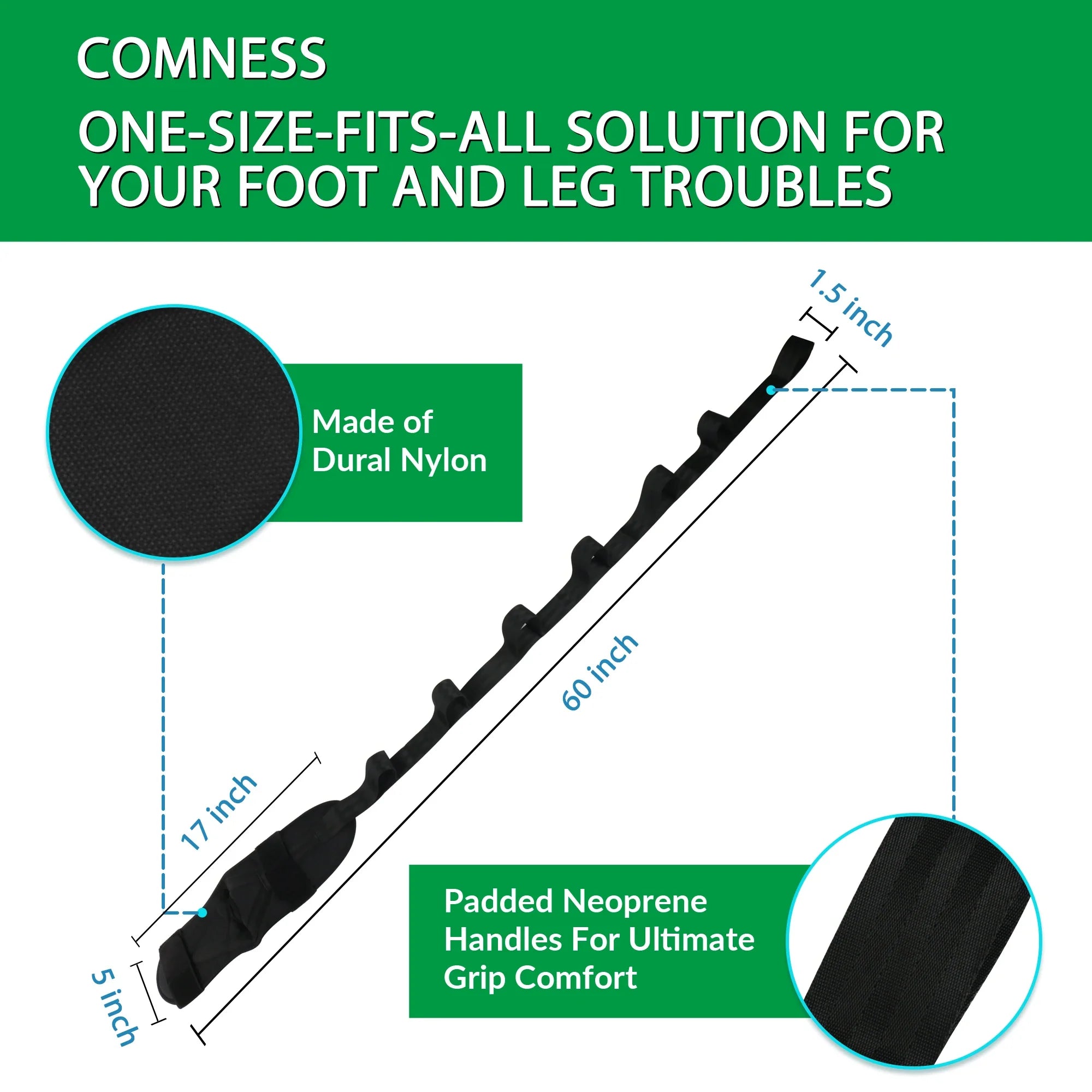 KOMZER Yoga and Gymnastics Stretch Strap with Loops for Leg and Foot Stretching