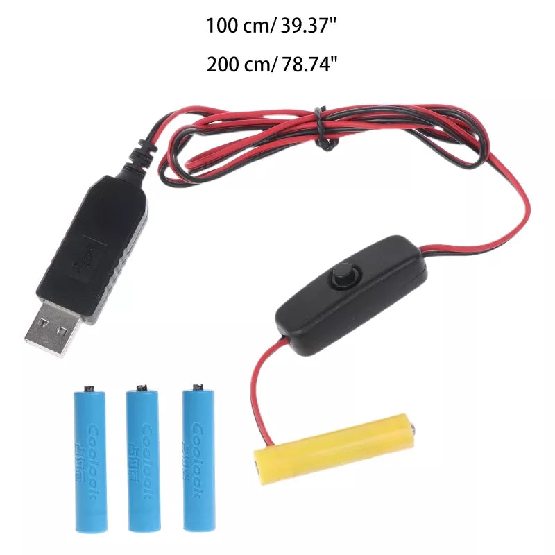 4 AAA Dummy Battery Adapter with USB Power Supply Cable