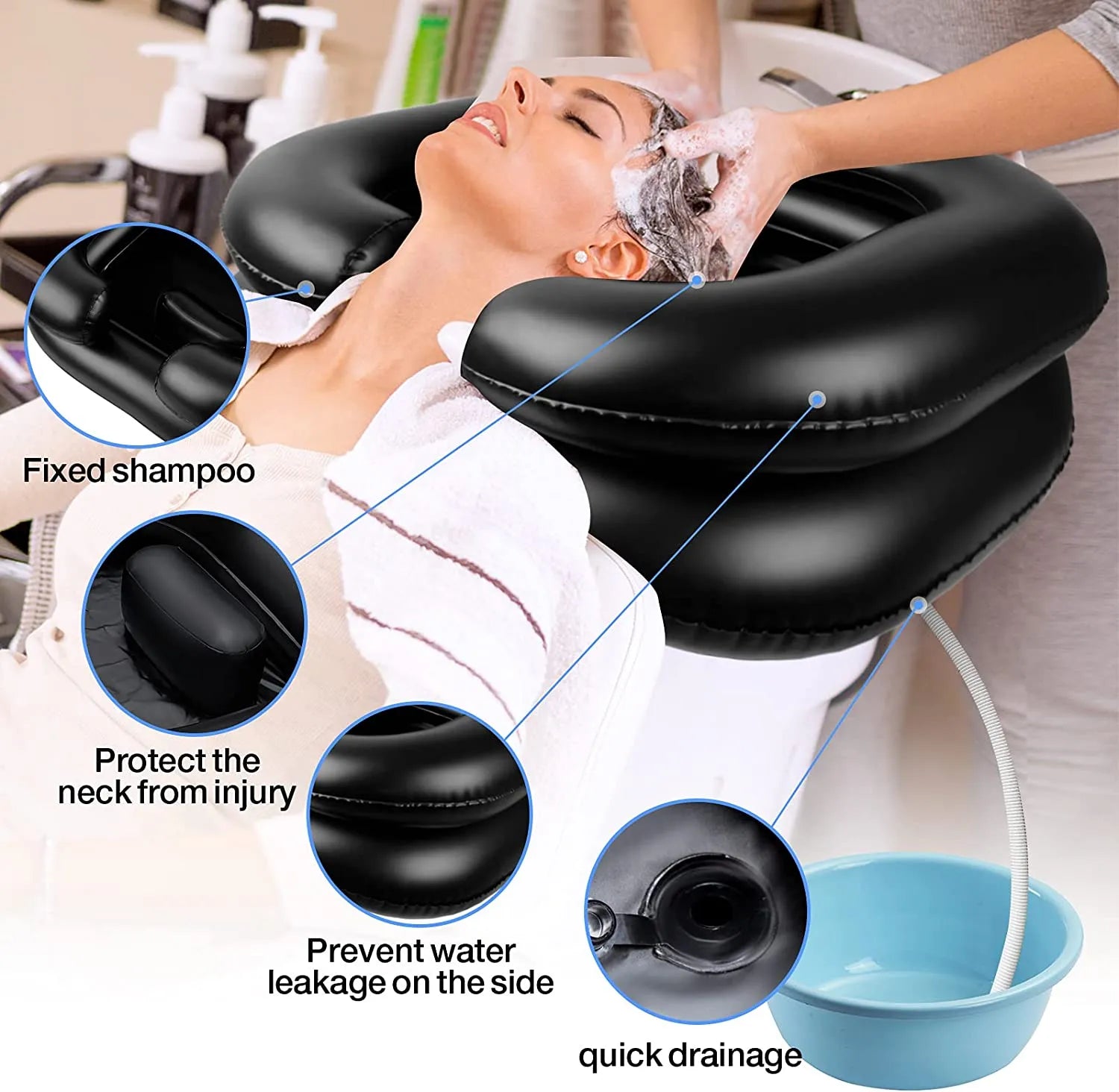 Inflatable Shampoo Basin for Bedridden, Disabled, and Injured Individuals