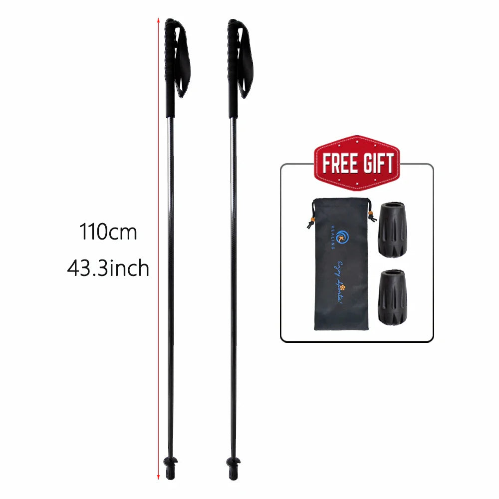 Carbon Fiber Trekking Poles with Diamond Twill Pattern - Portable Folding Hiking Sticks