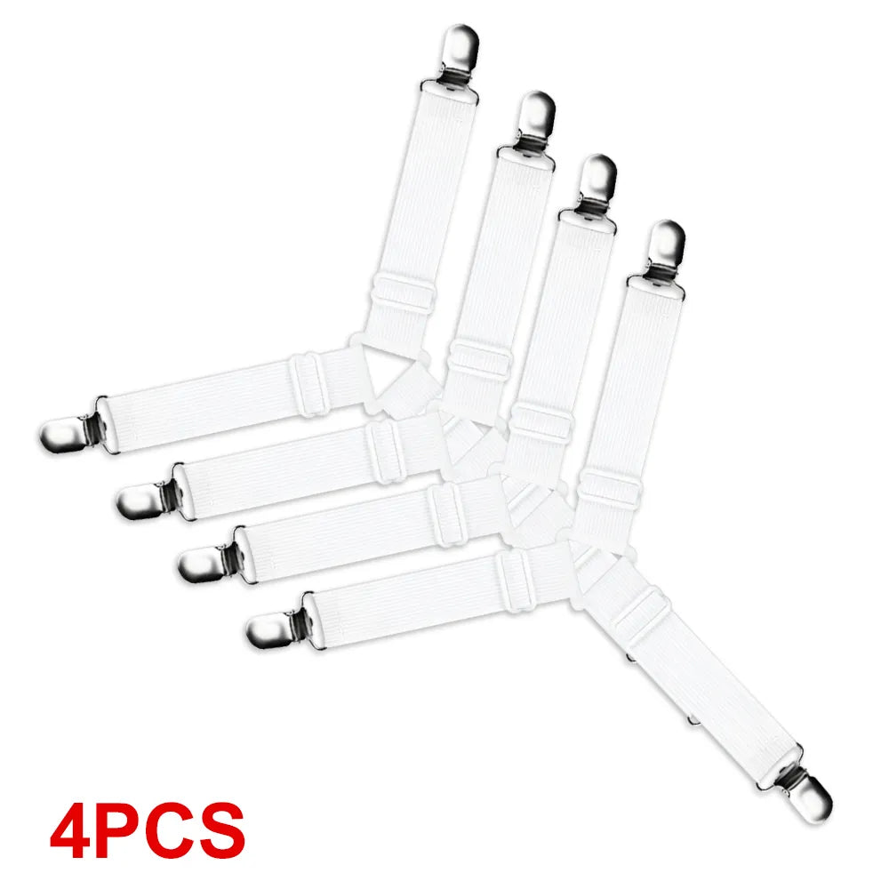 Adjustable Bed Sheet Grippers - Set of 4 Fasteners for Sheets and Bedding