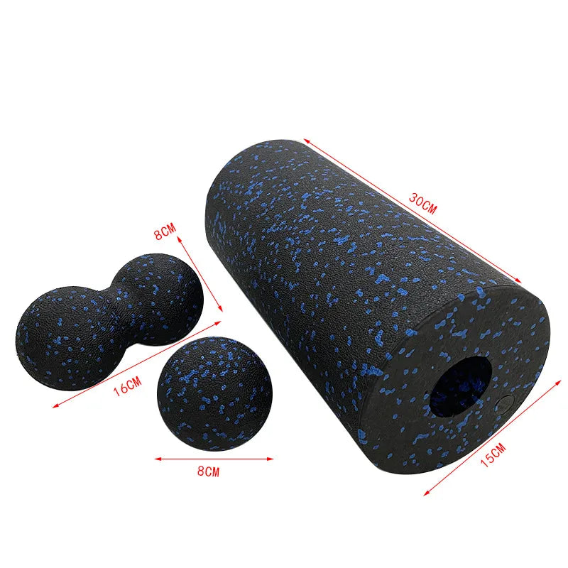 Yoga Column and Massage Ball Set for Pilates and Stretching - Red