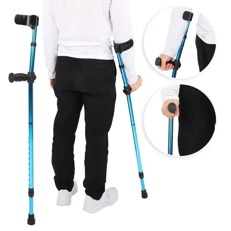 Portable Aluminum Alloy Folding Underarm Cane for Disabled Seniors