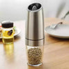 Electric Gravity Salt and Pepper Grinder Set with Blue Light and Stand