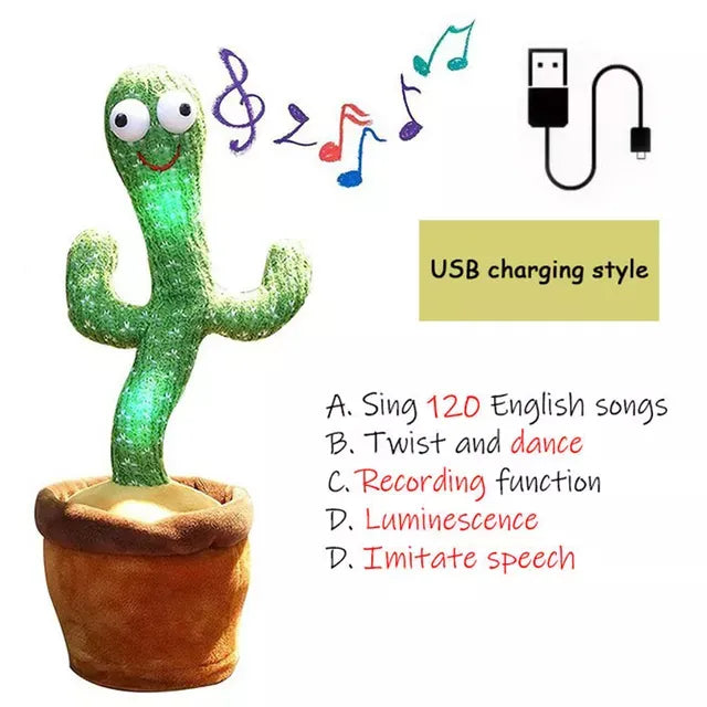 Dancing Cactus Talking Toy - Singing, Recording, and Interactive Plush Gift