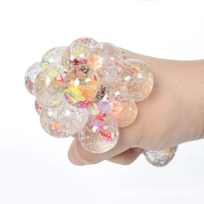 LED Glitter Foam Colored Bead Grape Vent Ball - Stress Relief Fidget Toy
