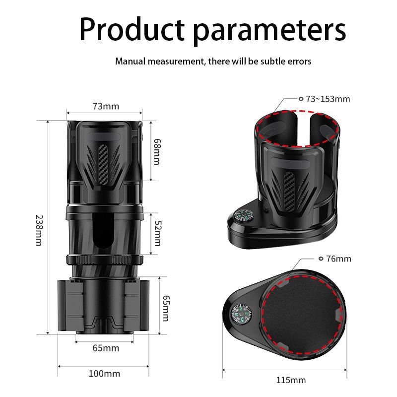 Multifunctional Carbon Fiber Car Water Cup Holder with Compass