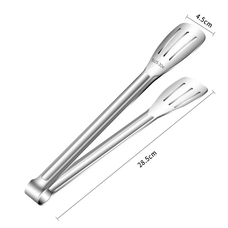 Non-Slip Stainless Steel Kitchen Food Tongs in Various Sizes