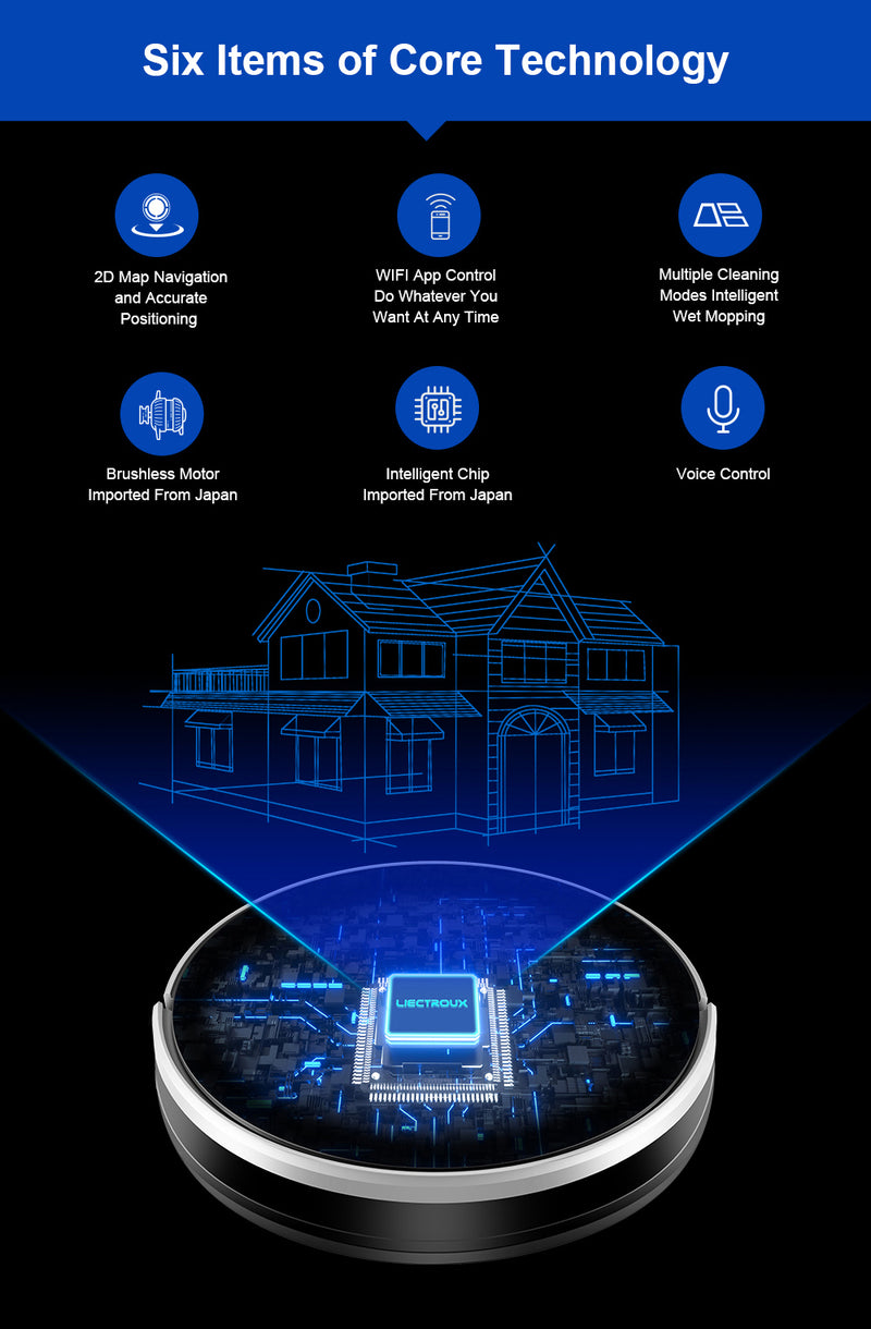 Robot Vacuum Cleaner - AI Map Navigation, WiFi App, Electric Water Tank, Wet Mop