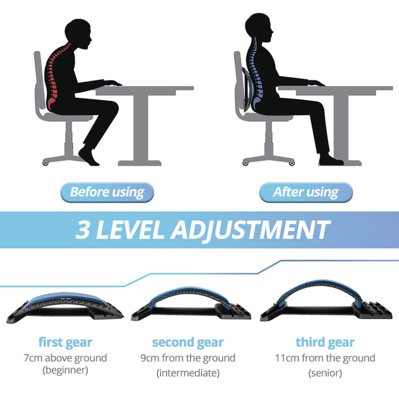 Multi-level Adjustable Back Massager Stretcher - Spine Support Pain Relief & Relaxation