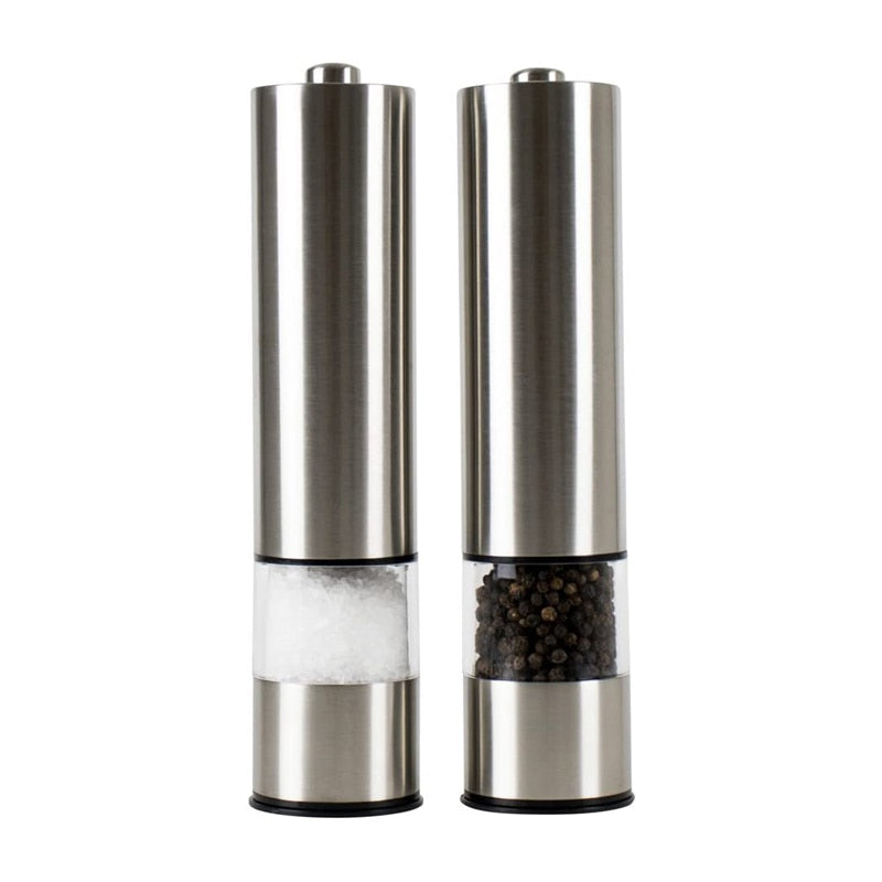 Stainless Steel Electric Salt and Pepper Mill - 2 Piece Set