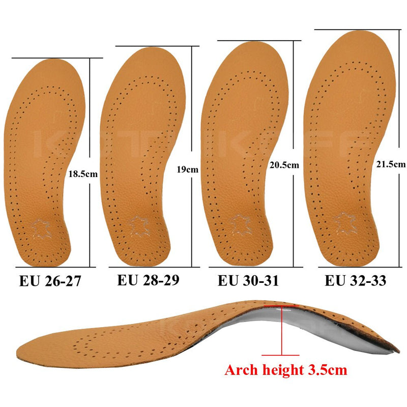 Leather Orthotic Insole For Flat Feet - Adults/Children