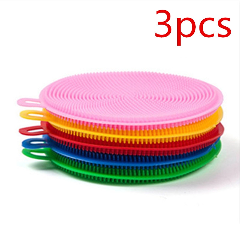 Silicone Dish Washing Scrubber or Place Mat (x3)