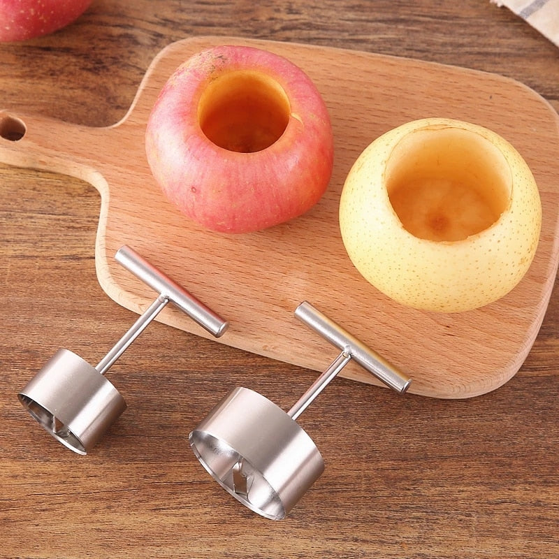 Stainless Steel Fruit Core Hole Digger and Remover - Kitchen Gadget for Apples and Pears