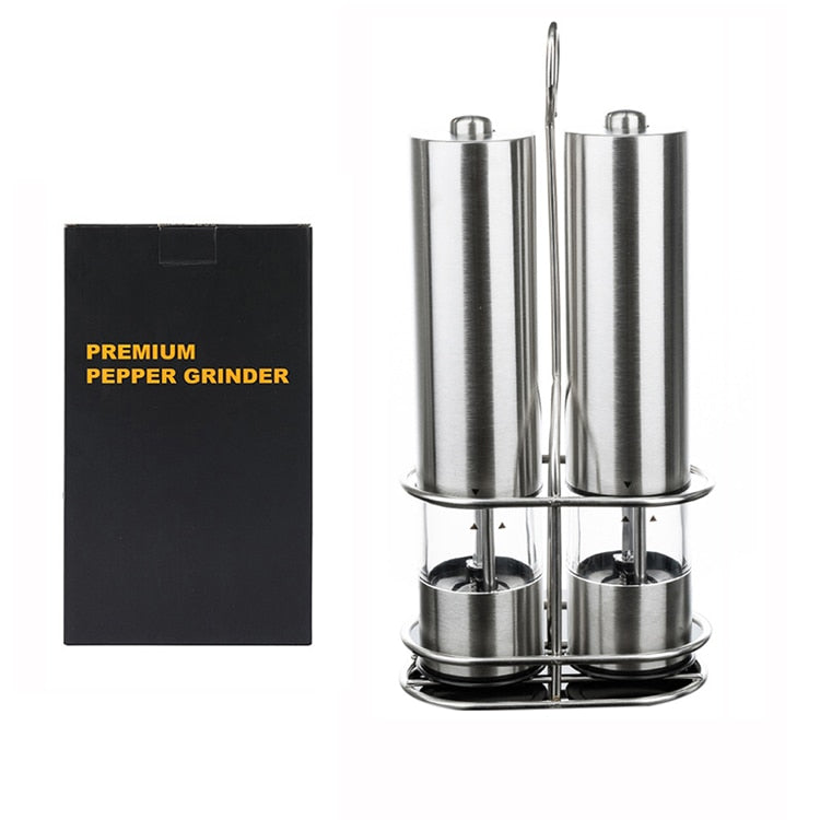 Stainless Steel Electric Salt and Pepper Mill - 2 Piece Set