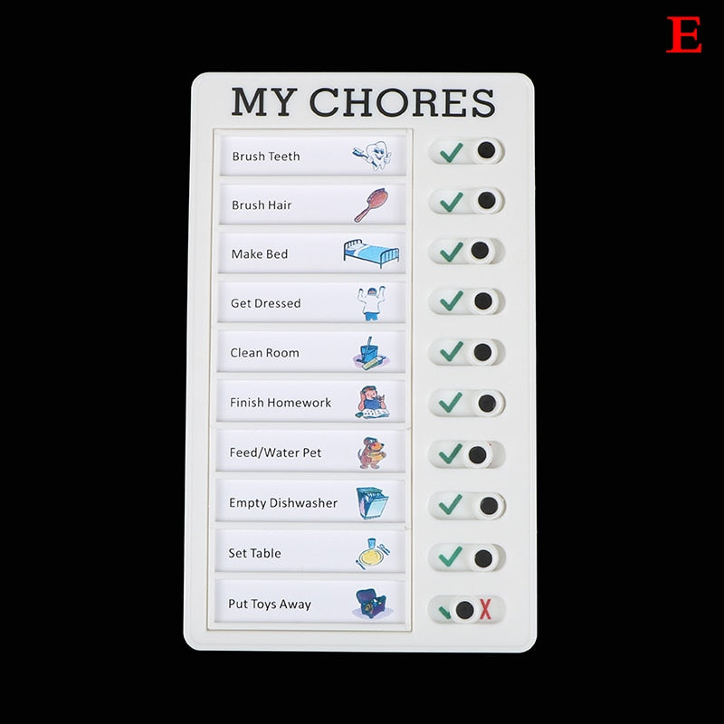 Mini Plastic Board Chore Tracker Chart