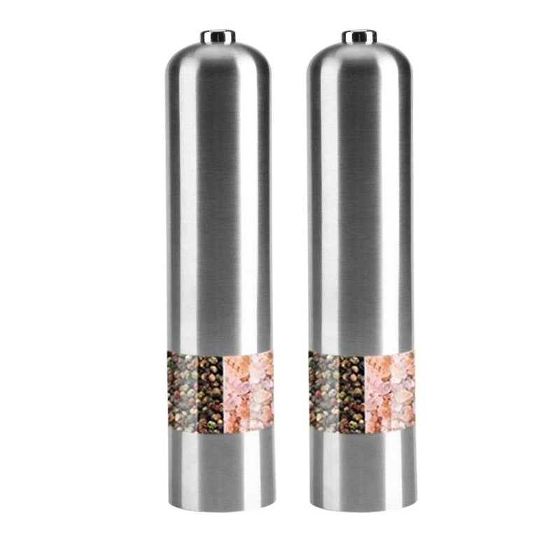 Stainless Steel Electric Salt and Pepper Mill - 2 Piece Set