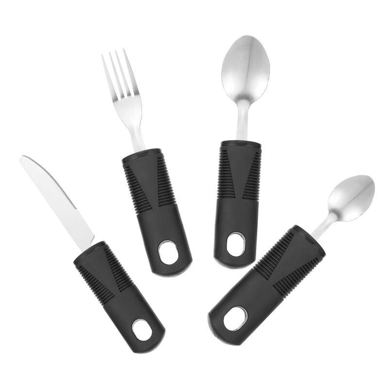 Wide Grip Adaptive Cutlery Set - Fork, Knife, Spoon & Teaspoon