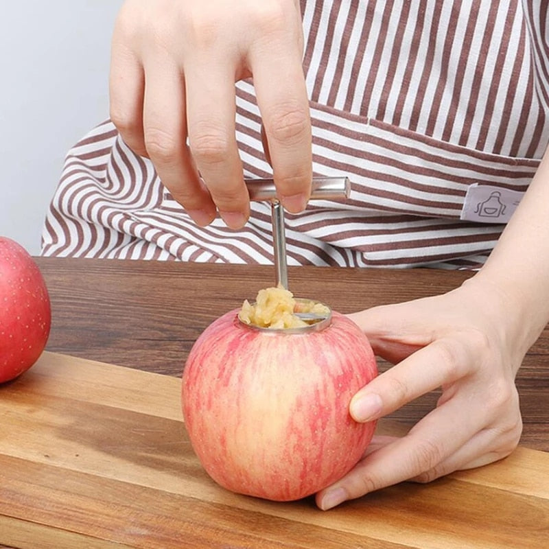 Stainless Steel Fruit Core Hole Digger and Remover - Kitchen Gadget for Apples and Pears