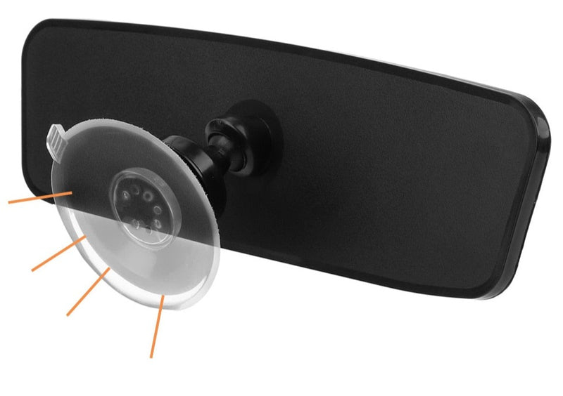 Large Wide-Angle Rearview Mirror with 360° Rotation Capability - Adjustable Suction Cup