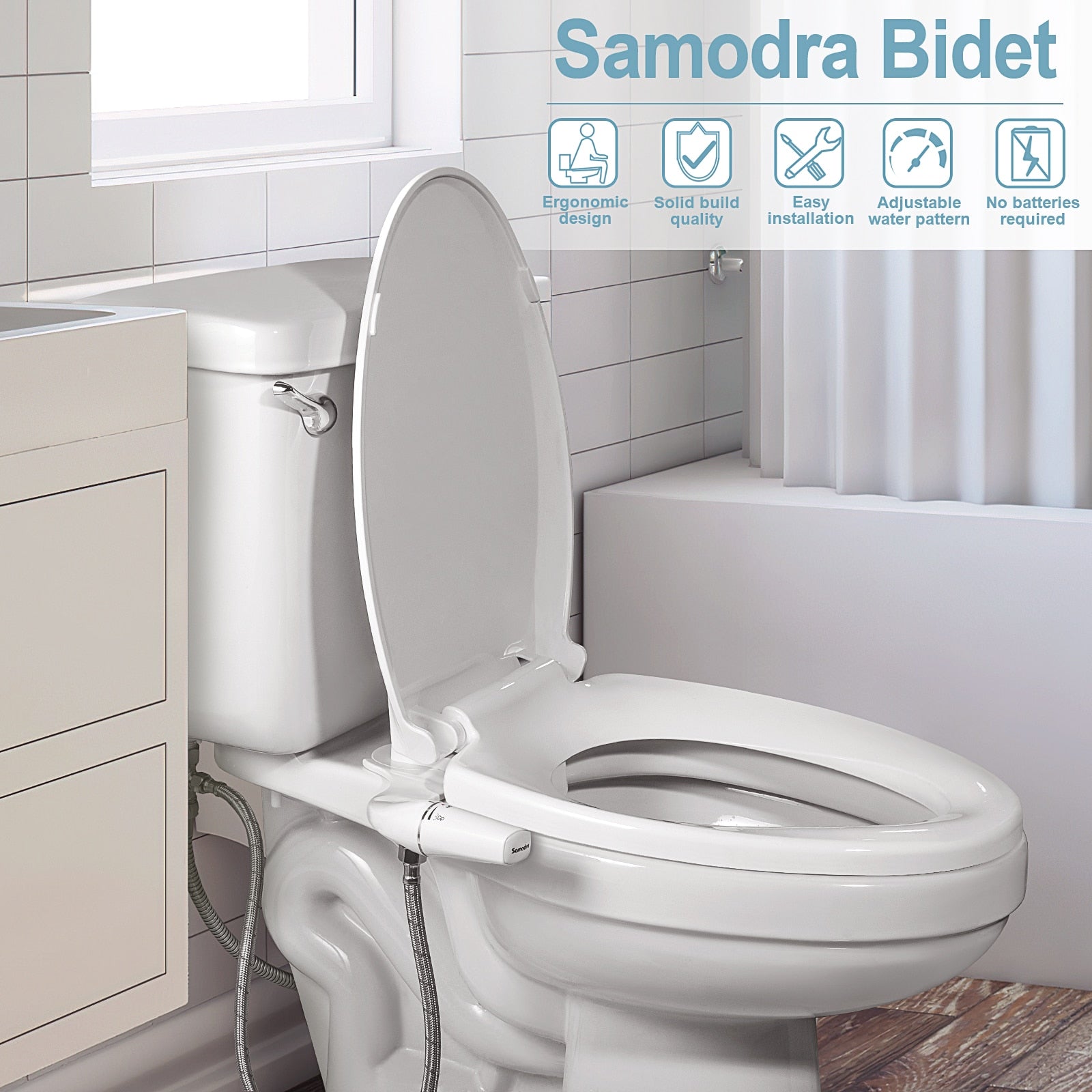 Ultra-Slim Bidet Toilet Seat Attachment - Dual Nozzle, Adjustable Water Pressure