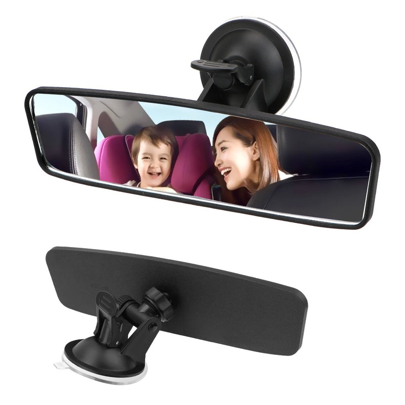 Large Wide-Angle Rearview Mirror with 360° Rotation Capability - Adjustable Suction Cup
