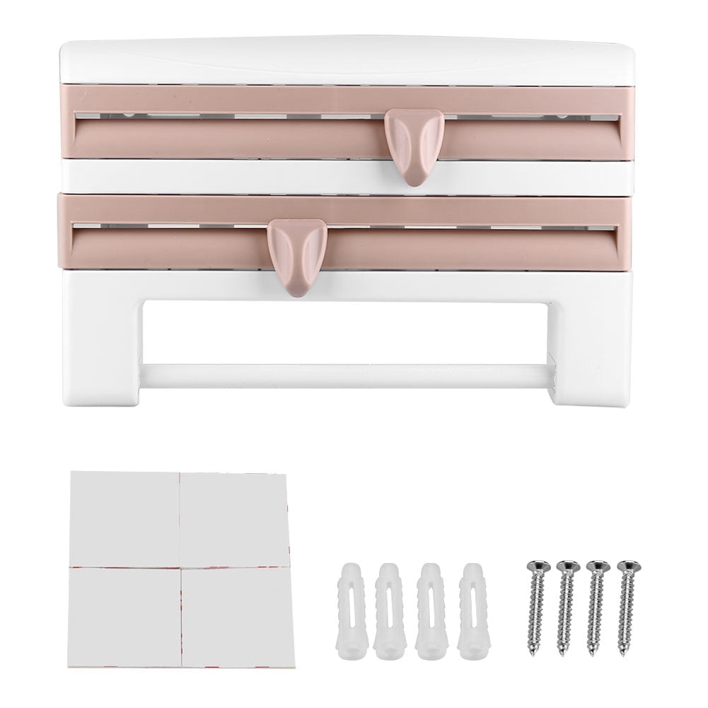 4-in-1 Kitchen Organizer - Paper Towel, Cling Film, Sauce Bottle, and Tin Foil Holder