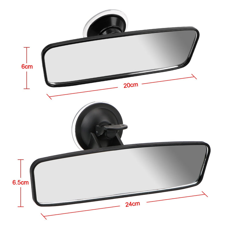 Large Wide-Angle Rearview Mirror with 360° Rotation Capability - Adjustable Suction Cup