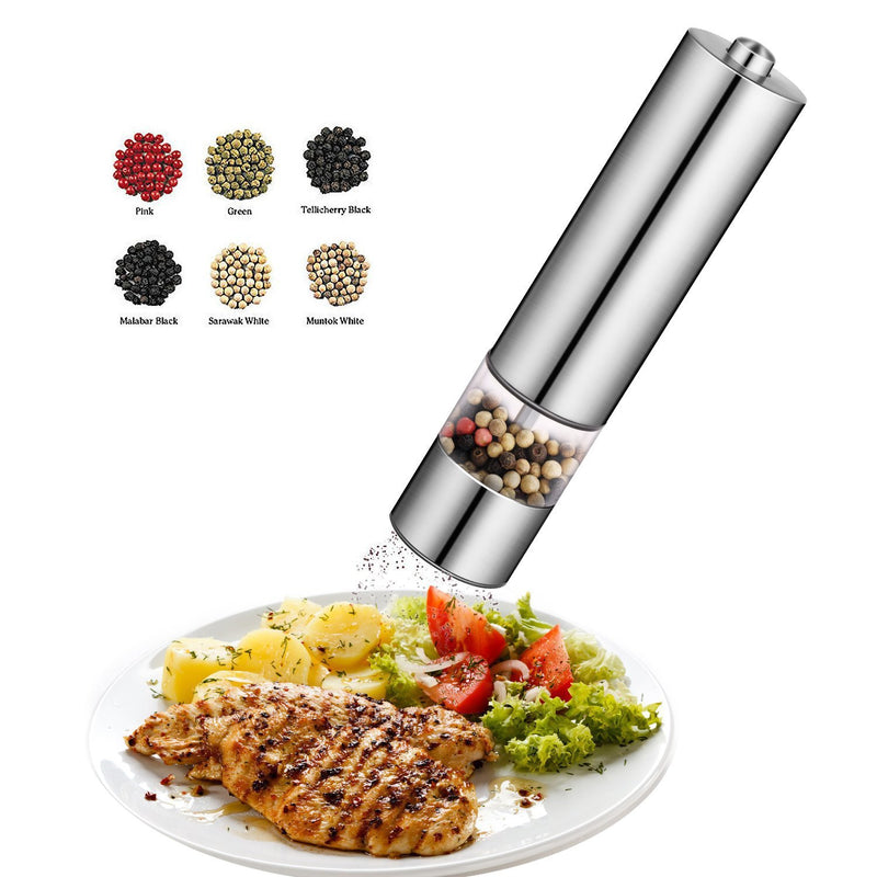 Stainless Steel Electric Salt and Pepper Mill - 2 Piece Set