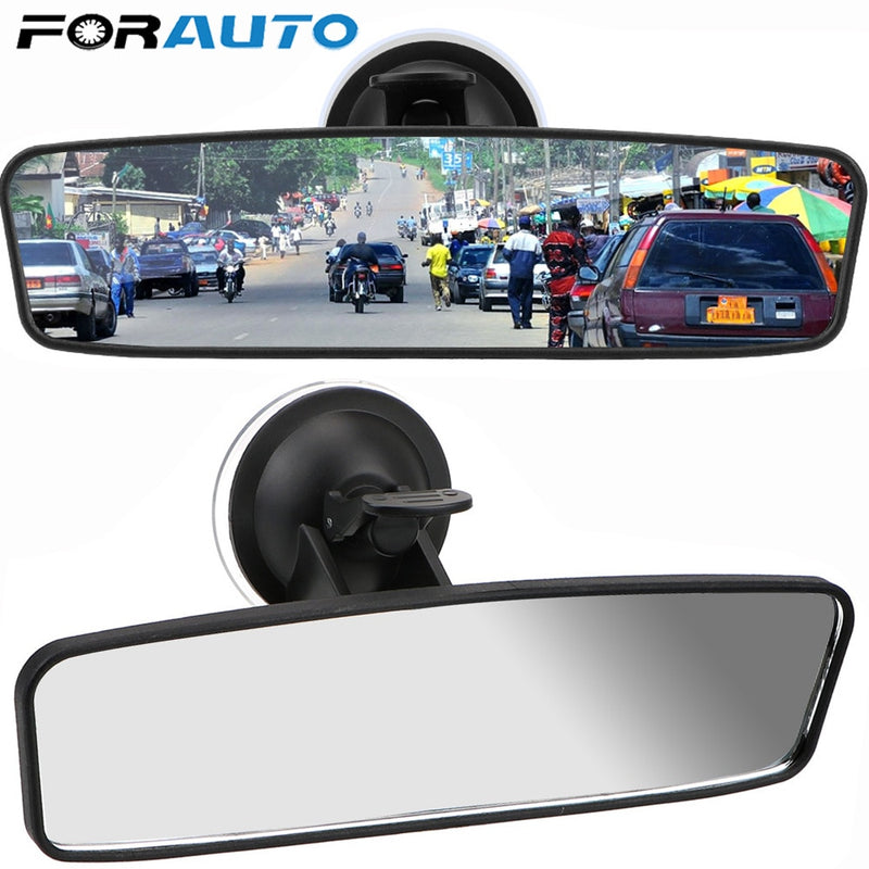 Large Wide-Angle Rearview Mirror with 360° Rotation Capability - Adjustable Suction Cup