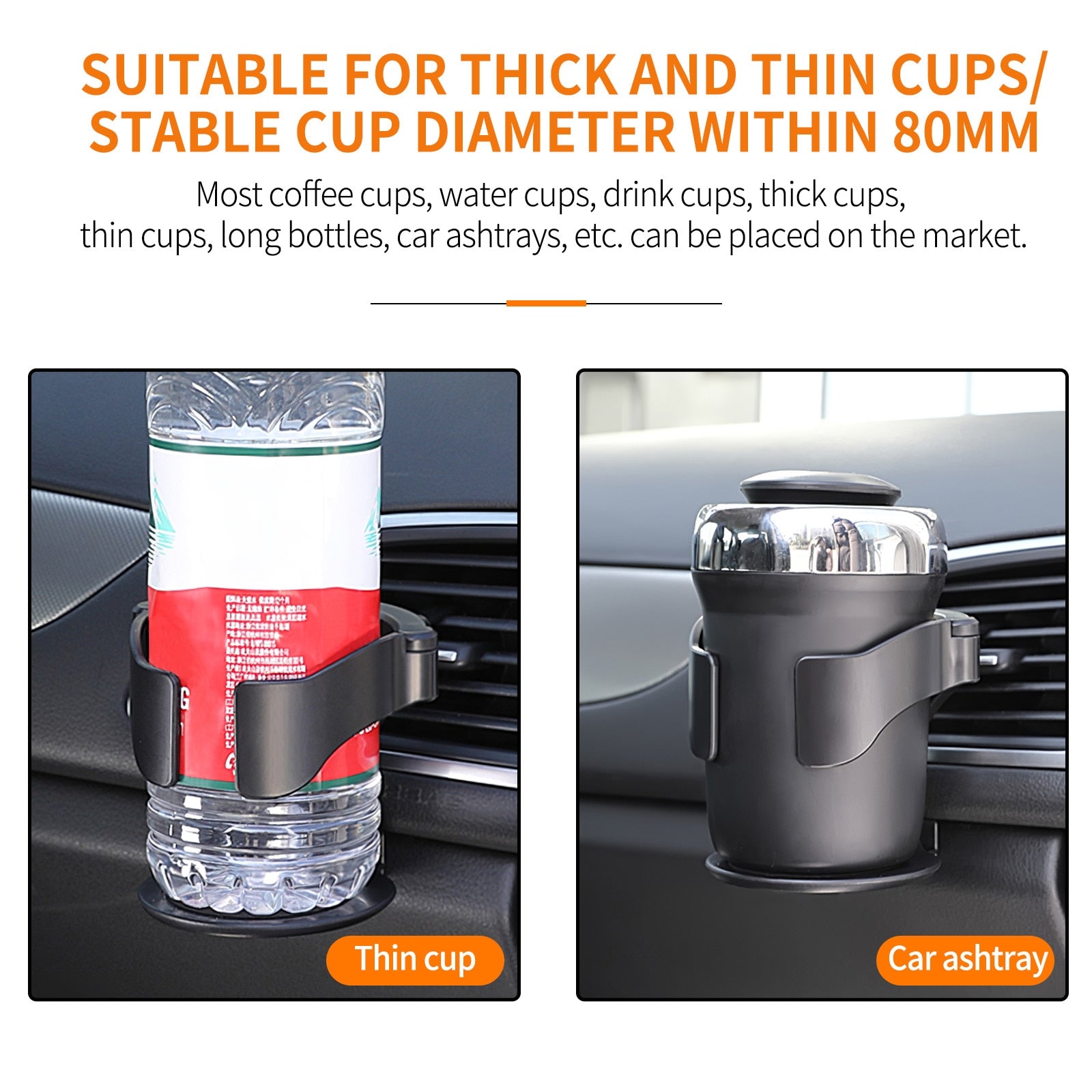 Car Air Vent Cup Holder - Drink Bottle and Ashtray Stand