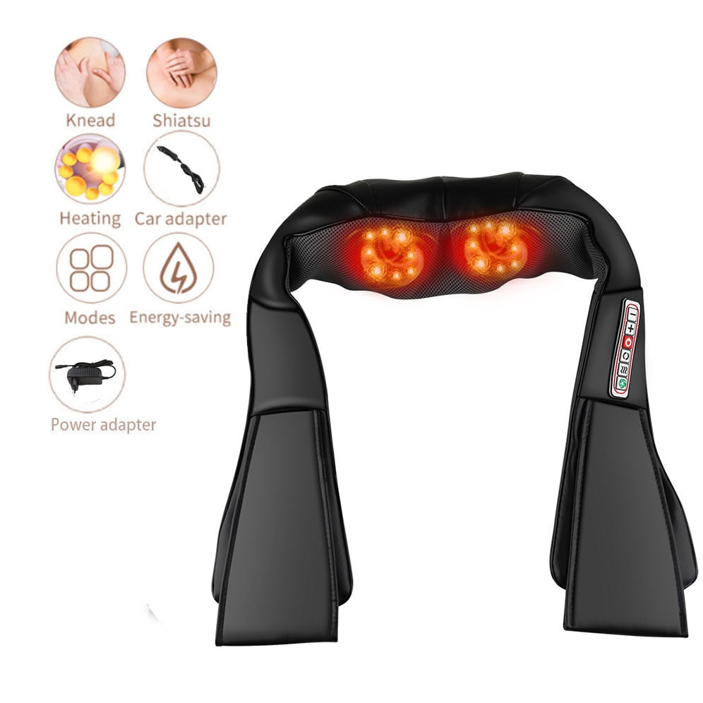 Heated 3D Kneading Neck Massager Device