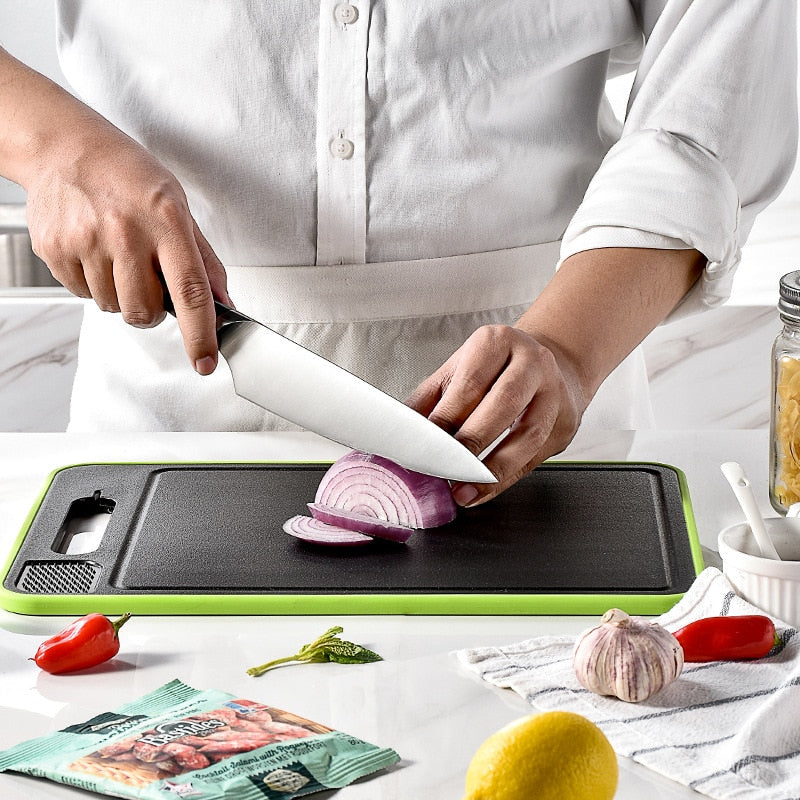 Double-Sided Cutting Board with Defrosting Function and Knife Sharpener