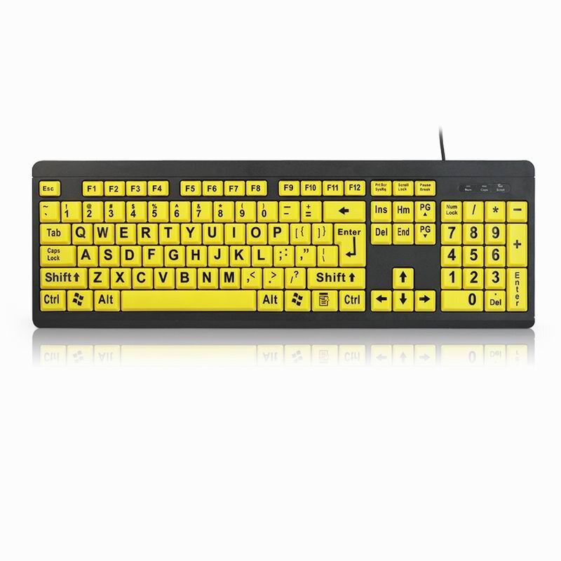 Large Print Lettered Keyboard - Wired (Black & Yellow)