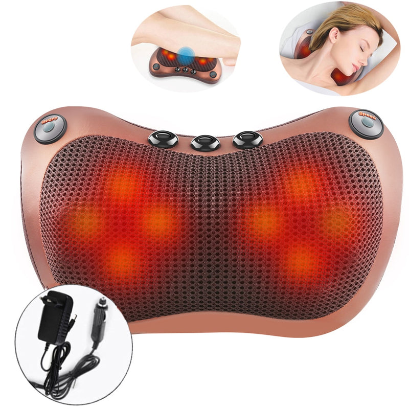 Massage Pillow - 3 Speeds Head, Neck, Back & Shoulder Massager