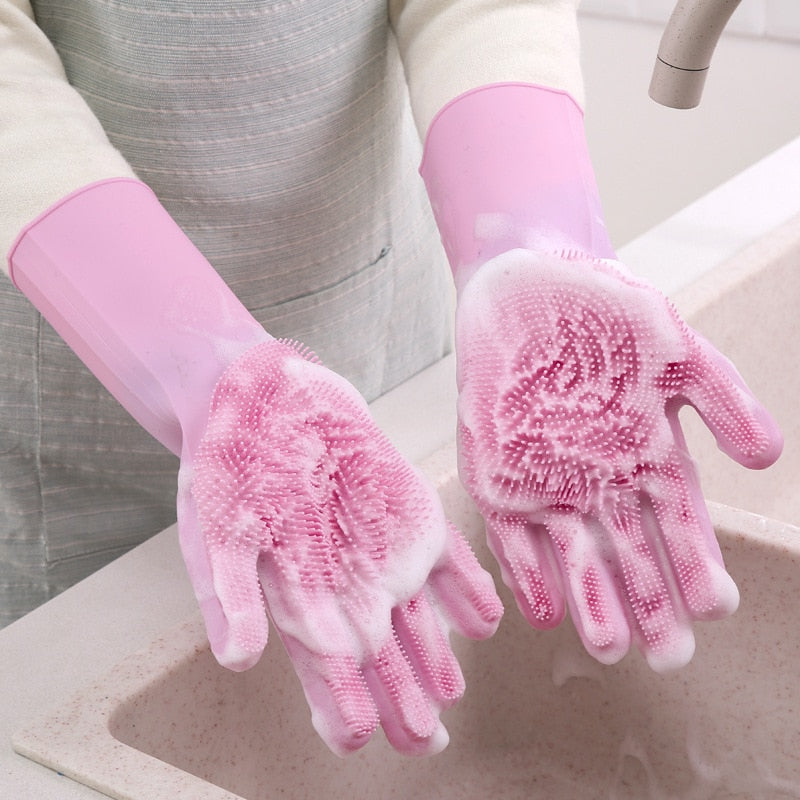 Magic Silicone Dishwashing Gloves - Hand Protection and Cleaning Tool for Kitchen Accessories